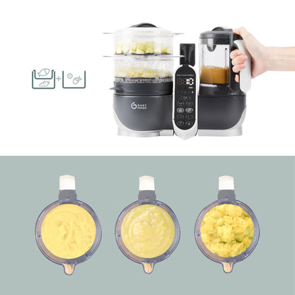 Babymoov Duo Meal Station 6 in 1: Multi-Speed Baby Food Maker Steamer and Puree Blender, Baby Food Processor that warms & defrosts (Nutritionist Approved), Mineral Beige
