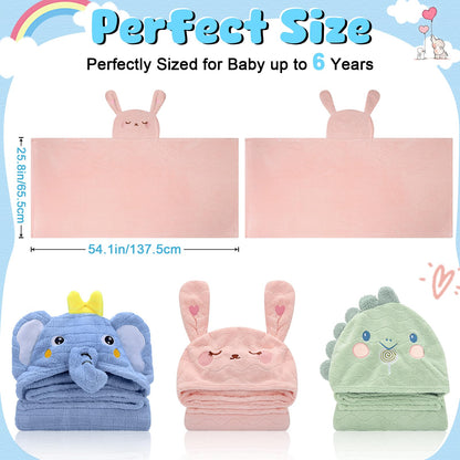 2 Pack Hooded Baby Towels-26 X55 Ultra Soft Baby Bath Towels,Newborn Baby Essentials,Premium Absorbentand Hypoallergenic Towels for Toddler Baby Boy and Girl 0-6 Years(Elephant+Rabbit)