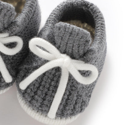 LAWKUL Baby Booties Knit Newborn Shoes Cozy First Walkers Infant Toddler Boots for Boy Girls 0-3 Months