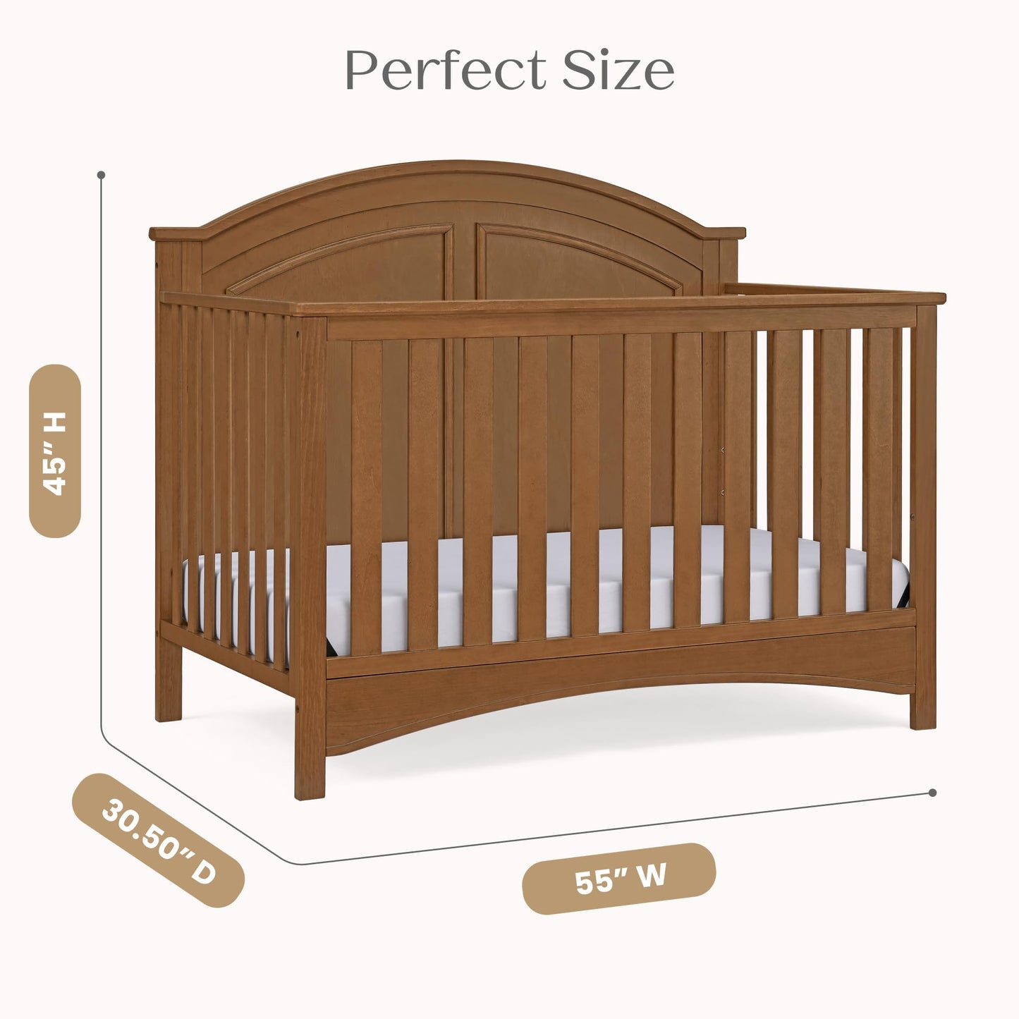 Delta Children Perry 6-in-1 Convertible Crib - Greenguard Gold Certified, Bianca White