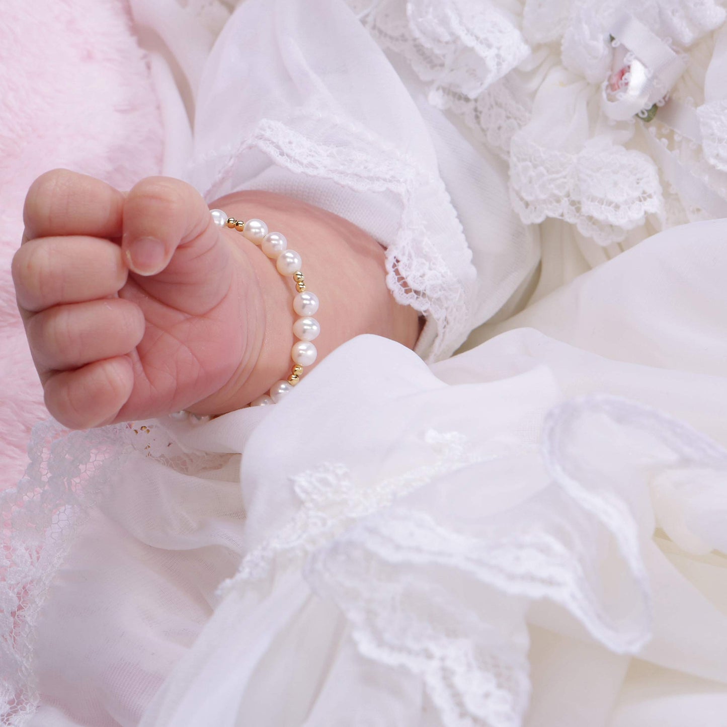 Cherished Moments Children's 14K Gold-plated Bracelet and/or Necklace with High-End Simulated Pearls and Cross Charm for Baptism, Christening or First Communion Gift for Girls