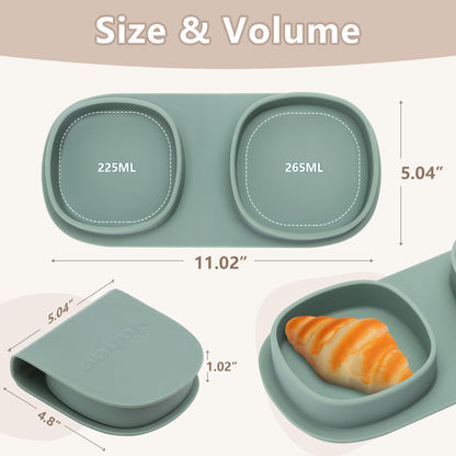 Silicone Foldable Novelty Dinner Plates,Baby Plates Travel Essential with Forks and Spoons,Microwave & Dishwasher SafeWatermelon