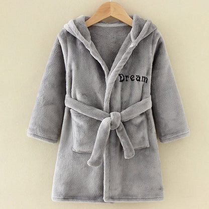 Unisex Baby Hooded Bathrobe Kids Flannel Pajamas Dressing Gown for Boys Girls