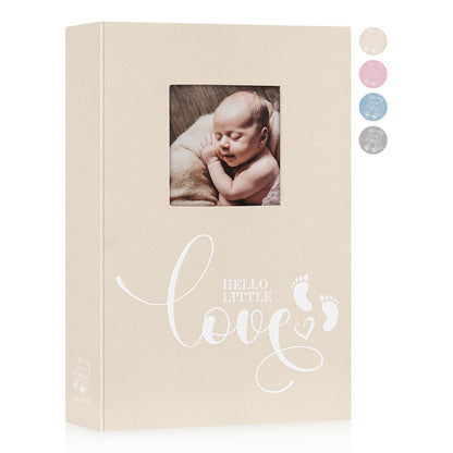 Lanpn Baby Photo Album 4x6 600 Pockets, Linen cover Newborn Bebe Memory Book Photobook Holds 600 Horizontal and Vertical Pictures, Picture Album with Front Window Gift for Boy Girl Baby Shower Pink