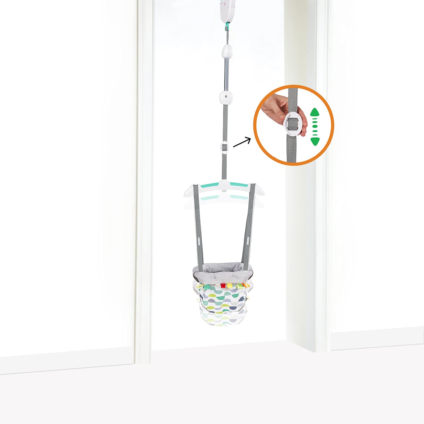Bright Starts Bounce 'n Spring Deluxe Door Jumper for Baby with Adjustable Strap, 6 Months and Up, Max Weight 26 lbs