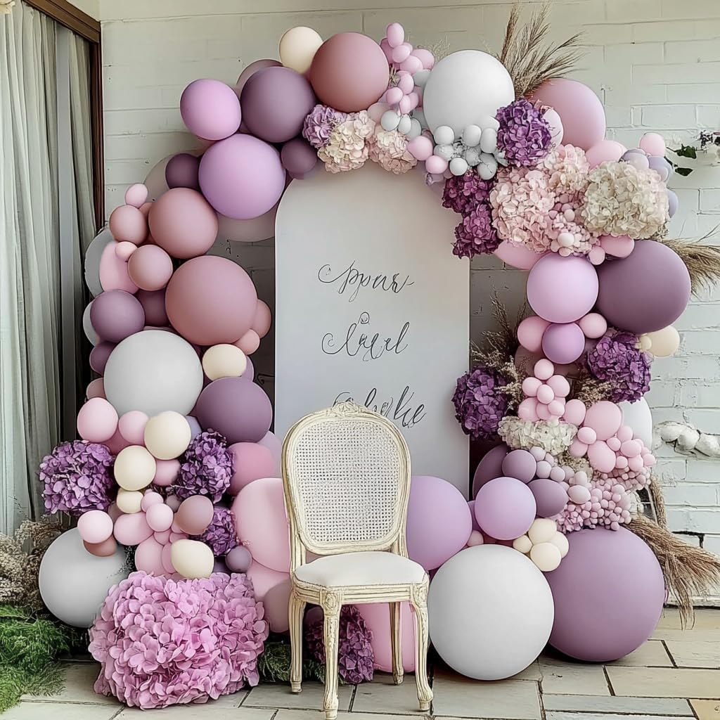 Dusty Pink Rose Balloon Garland Double Stuffed Mauve Light Pink Latex Blush Nude Beige Champagne Gold Balloon Arch Kit for Boho Birthday Baby Bridal Shower Neutral Wedding Party Decor