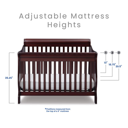 Delta Children Simmons Kids Carter 6-in-1 Convertible Crib - Greenguard Gold Certified, Black Ebony