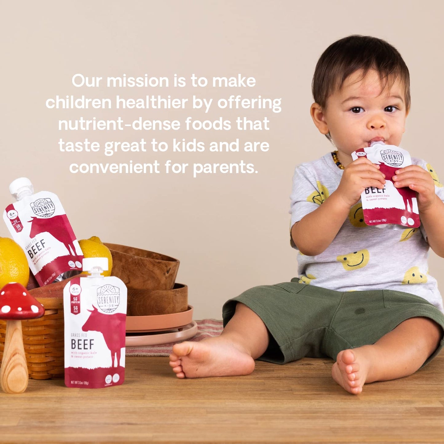 Serenity Kids 6+ Months Baby Food Pouches - Puree with Ethically Sourced Meat & Organic Veggies - 3.5 Ounce BPA-Free Pouch - Variety Pack, 8 Count - Baby Food Meat
