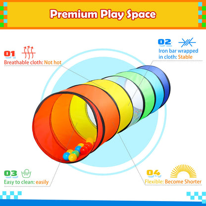 PigPigPen Pop Up Play Tunnel Tent for Toddlers Babies or Dogs, Indoor & Outdoor Toys for Kids Backyard Playset. (Red,Yellow,Blue)