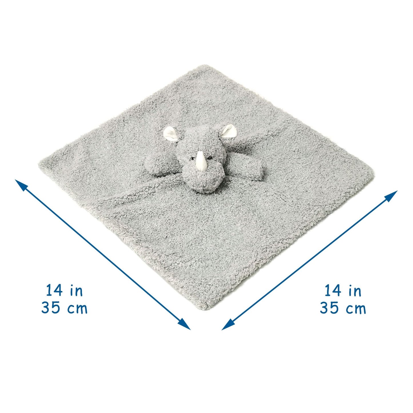 Baby Pink Rhino Soft Stuffed Animal Security Blanket, Plush Rhino Character Lovey Blanket, Baby Shower/Nursery Gift, Newborn Infant Toddler Snuggle Blankie for Boys Girls, 14 Inches