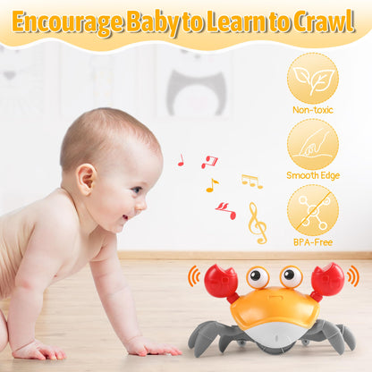 Crawling Crab Baby Toy Infant: Tummy Time Toys for Babies 3 6 9 12 18 24 36 Months, Walking Dancing Sensing Crab for Toddler 1 2 3 4 Year Old, 1st Music Birthday Gifts for Boys Girls