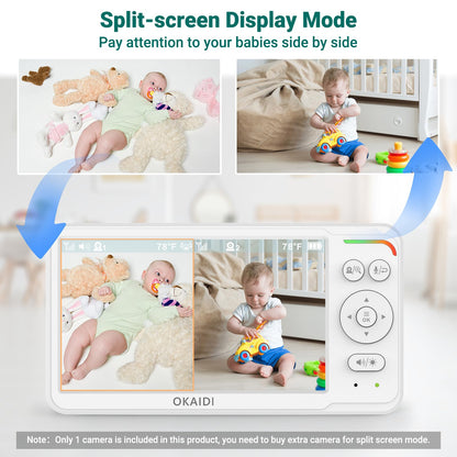 Baby Monitor with Camera and Audio,6.0" IPS Screen Baby Camera Monitor with 150 Languages Supported,30H Battery,1000ft Range Travel Baby Monitor No WiFi,Night Vision,2-Way Audio
