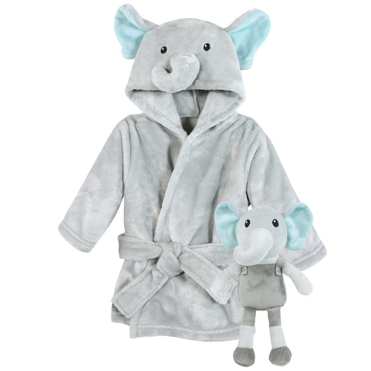 Hudson Baby Unisex Baby Plush Bathrobe and Toy Set