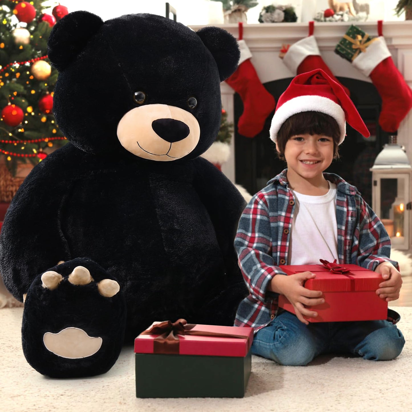 Tezituor 59" Gaint Teddy Bear Stuffed Animal,5ft Life Size Big Teddy Bears,Light Brown Cute Soft Plush Toy,Gifts for Kids Girls Boys Girlfriend Valentine,Christmas,Birthday,Baby Shower,Wedding Party