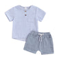 fhutpw Baby Boy Summer Outfits Henley Shirt Soft Pocket Short Sleeve Tops & Shorts Sets Infant 3 6 12 18 Months 2T Clothes