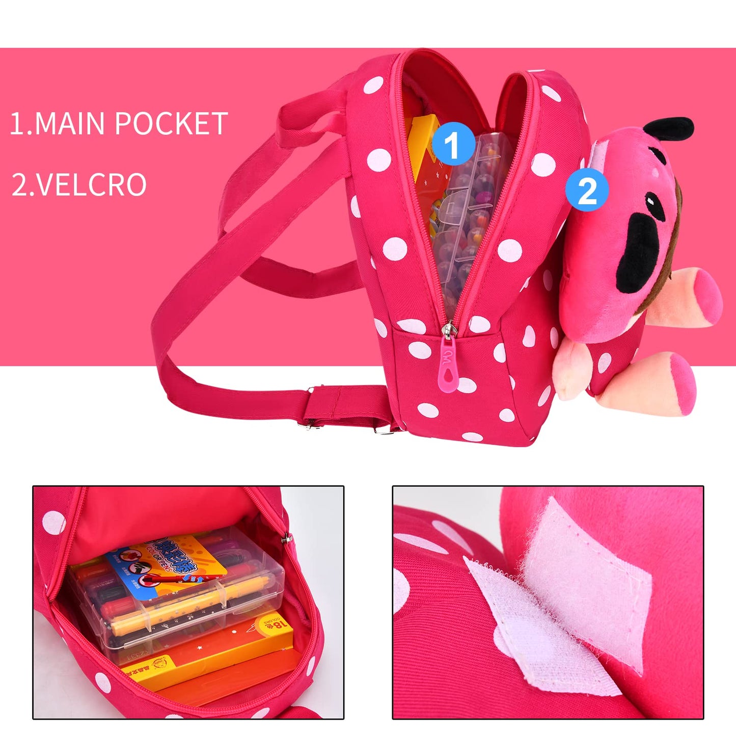 Cute Toddler Backpack Plush Doll Toy Snack Travel Bag Preschool Shoulder Bag Gift for Kid