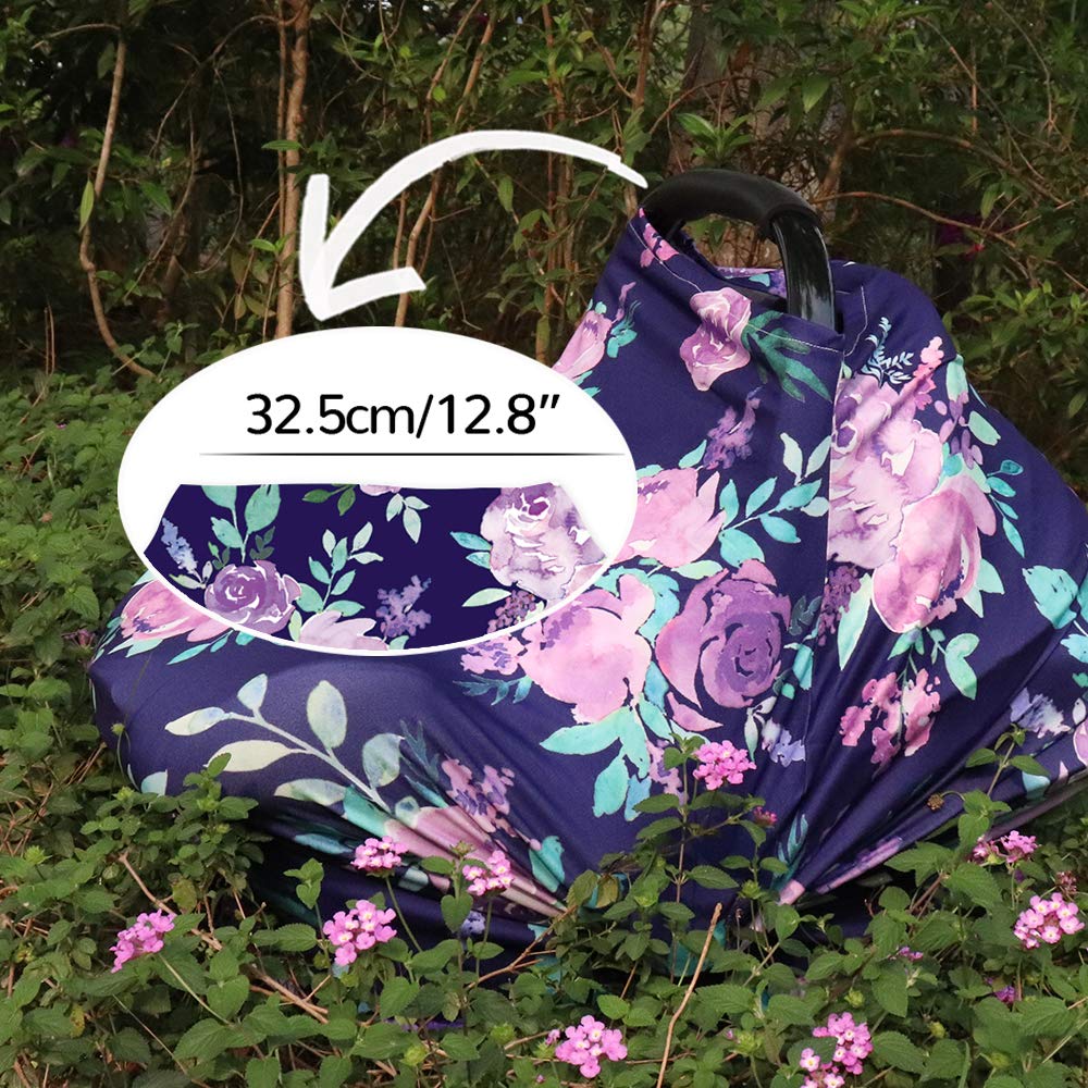 Nursing Cover Breastfeeding, Multi-use Baby CarSeat Cover Girls, Infant Stroller Car Seat Cover, Stretchy Carseat Canopy, Soft Breathable, Peony