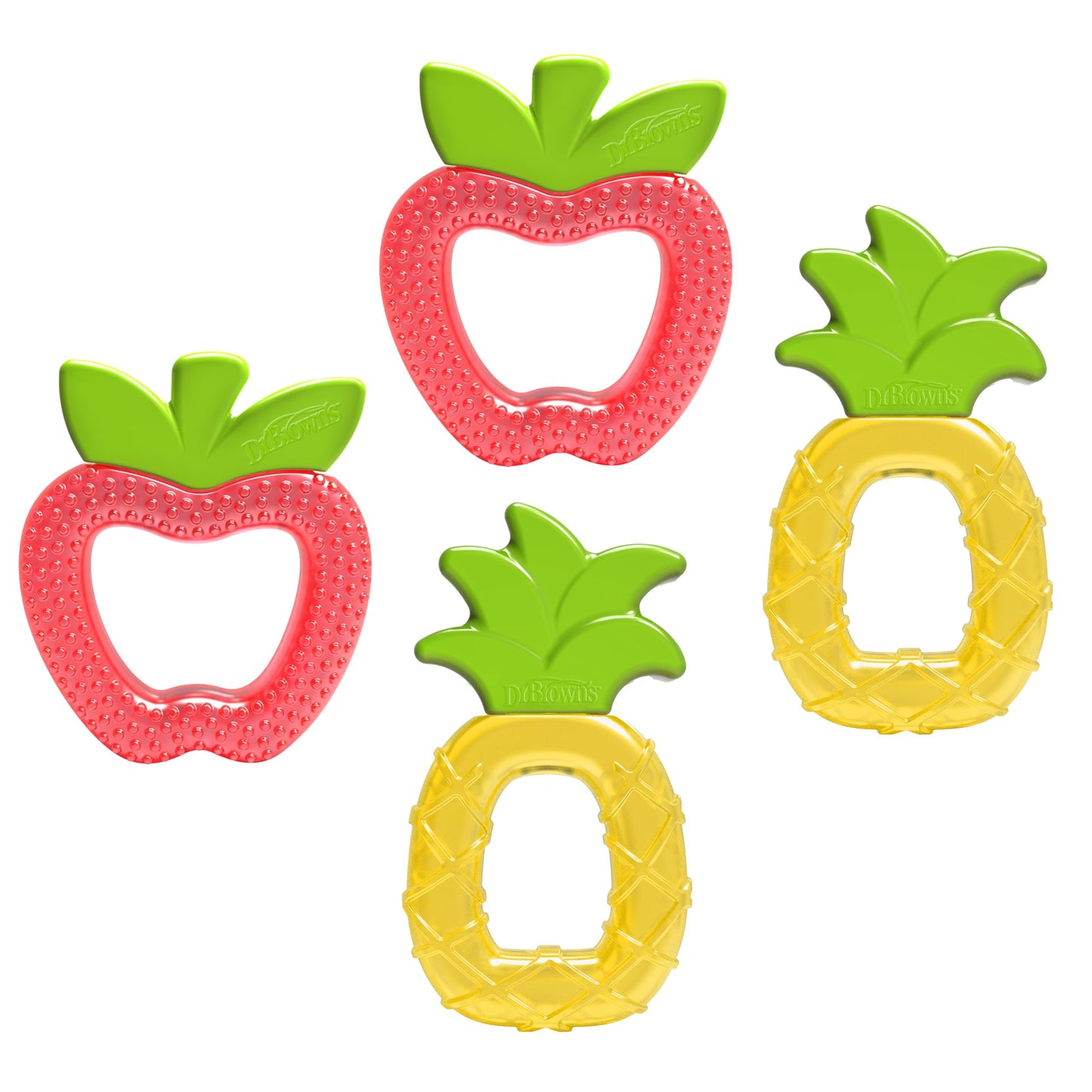Dr. Brown's AquaCool Water-Filled Baby Teether, Cools & Massages Sore Gums, BPA Free, Pineapple and Apple, 2 Pack, 3m+