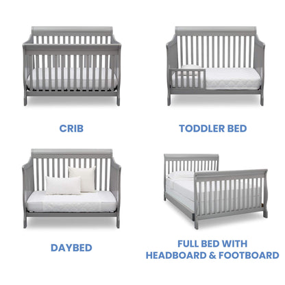 Delta Children Simmons Kids Carter 6-in-1 Convertible Crib - Greenguard Gold Certified, Black Ebony