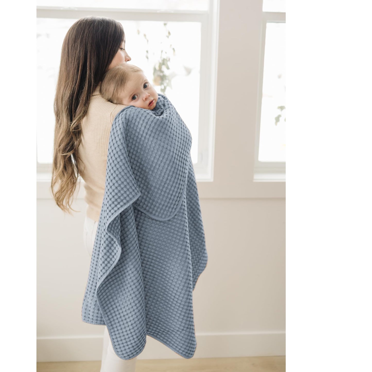 Konssy Waffle Baby Blanket - Soft & Cozy Nursery Swaddle Blanket, Lightweight Toddler Throw for Boys & Girls, Ideal for Wrapping (Oat)