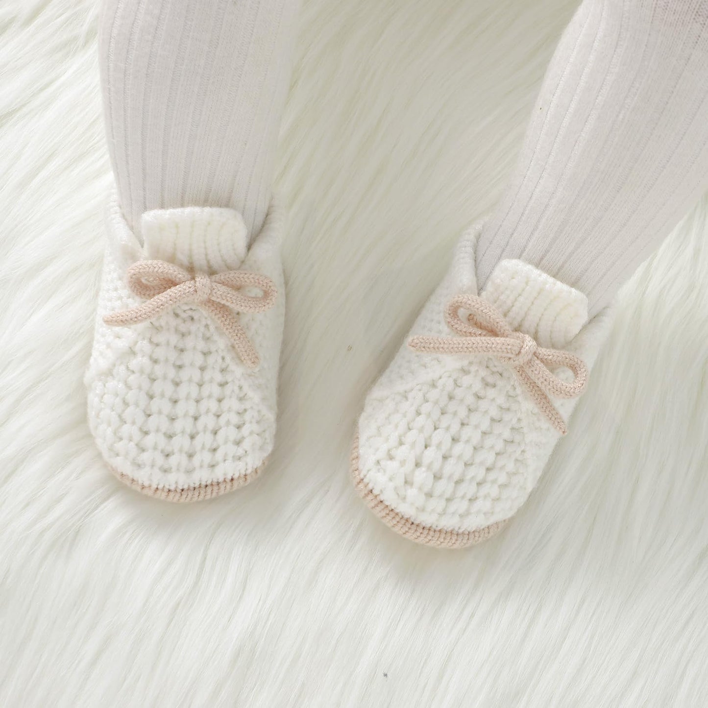 LAWKUL Baby Booties Knit Newborn Shoes Cozy First Walkers Infant Toddler Boots for Boy Girls 0-3 Months