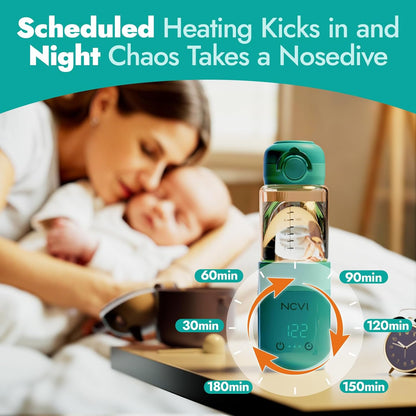 NCVI Portable Glass Bottle Warmer for Baby Travel on The Go, Car USB Breastmilk Warmer Battery Powered, Airplane Cordless Fast Water Warmer for Formula Bottles of Narrow&Wide Mouth, Dual-use Design