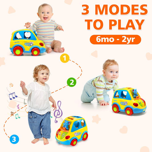 Baby Toys for 1 Year Old Boy Girl Gift Musical Bus Baby Toys 6-12 12-18 Months Toddler Early Learning Montessori Toy for 1 2 3 Year Old Boy with Music/Light/Smart Shapes Christmas Birthday Gifts