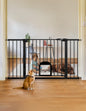 Babelio Upgraded Baby Gate with Cat Door, 29-43" Auto Close Durable Dog Gate for Stairs, Doorways and House, Easy Walk Thru Safety Gate with Pet Door Includes 4 Wall Cups, Black