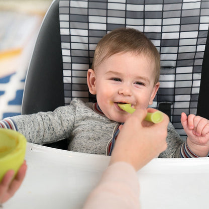 Olababy First Feeding Set + Olababy Fold N Go Silicone Baby Bib w Travel Case (Lemon)