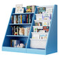 White Kids Bookshelf Wood Toy Storage Organizer Cabinet Children Bookcase Toddler Baby Sling Book Rack 3 Cube Bins Fabric Drawers for Playroom Bedroom Nursery School