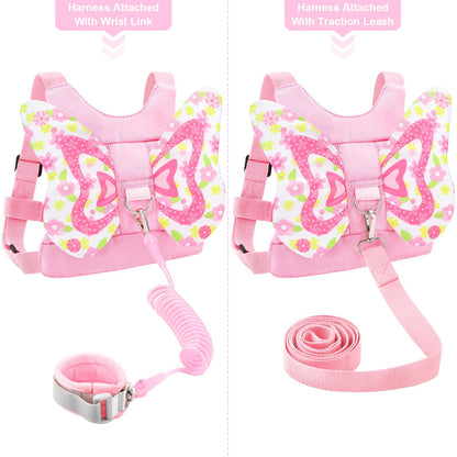 Accmor 3 in 1 Toddler Harness Leashes + Anti Lost Wrist Link, Kids Harness Children Leash for Girls, Child Anti Lost Leash Baby Cute Harness Belt Strap Hold Kids Close While Walking