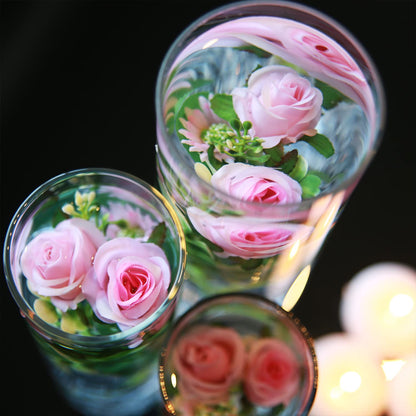 Artificial Phalaenopsis with Candles Diamond Lace Nearly Natural Orchid for Table Centerpiece Wedding Party Home Bar Restaurant Festival Decoration Pink Suit