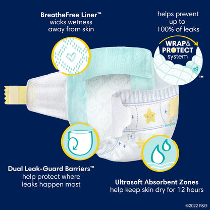 Pampers Overnight Diapers - Swaddlers Overnights - Size 4, 58 Count, Disposable Baby Diaper, Night Time Leak and Skin Protection