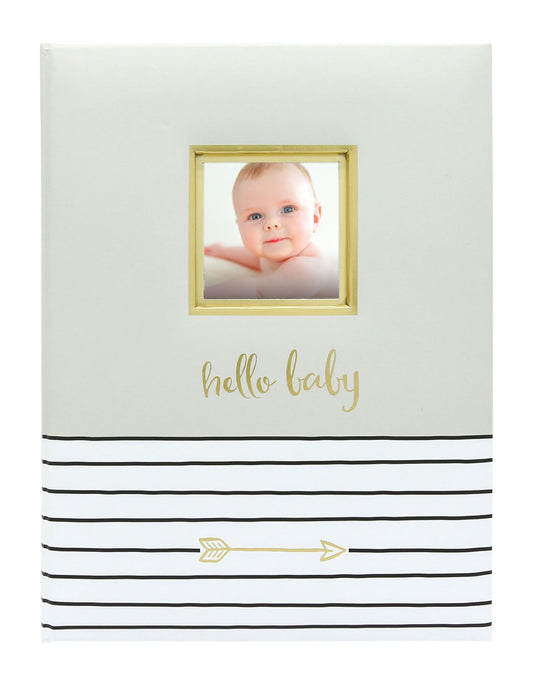 Pearhead Hello Baby First 5 Years Memory Book, Baby Girl Keepsake for New and Expectant Parents, Pregnancy And Milestone Journal, Pink