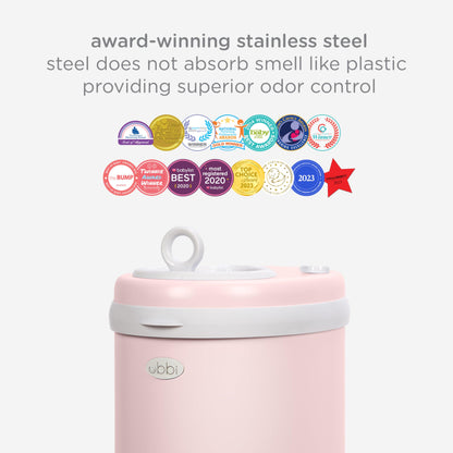Ubbi Steel Diaper Pail, Odor Locking, No Special Bag Required, Award-Winning, Registry Must-Have, White