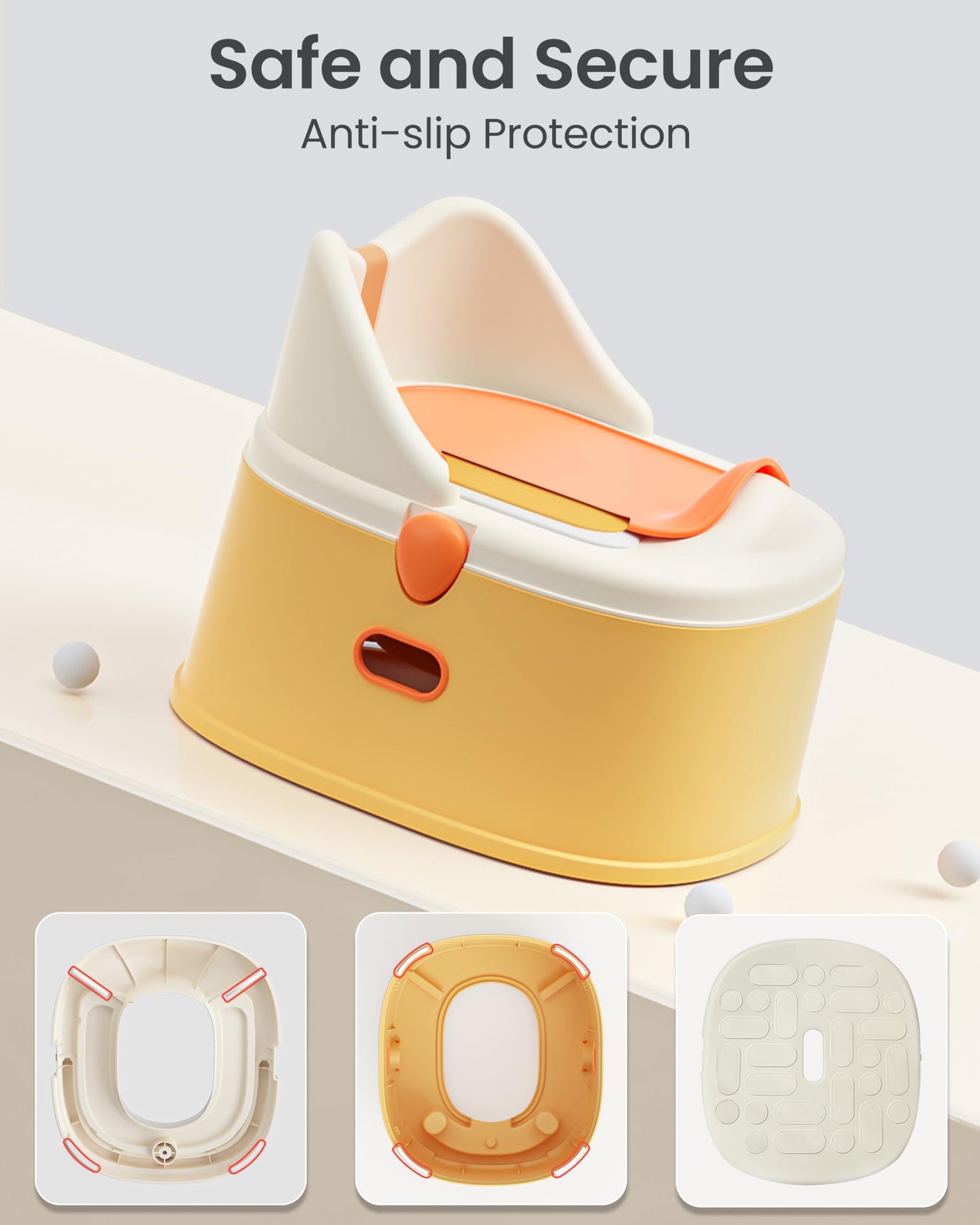 3-in-1 Toddler Potty Training Toilet for Boys and Girls Multi-use Baby Potty Chair for Toddlers 1-3 Training Potty Seat Toddler Toilet Baby Potty Training Seat with Step Stool (Orange)