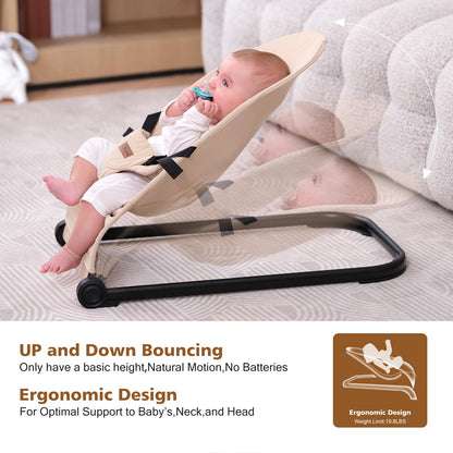Baby Bouncer,Baby Bouncer Seat,Portable Infant Bouncer with 3-Point Safety Harness,Ergonomic Bouncy Seat, Newborns Bouncer for Babies 0-6 Months up to 20lbs,ASTM-Certified(Pink)