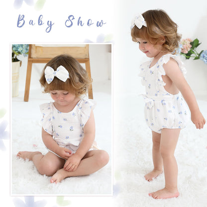 YOUNGER TREE Newborn Baby Girl Clothes Ruffle Sleeve Rompers Infant Backless Floral Jumpsuit Summer Outfits with Headband
