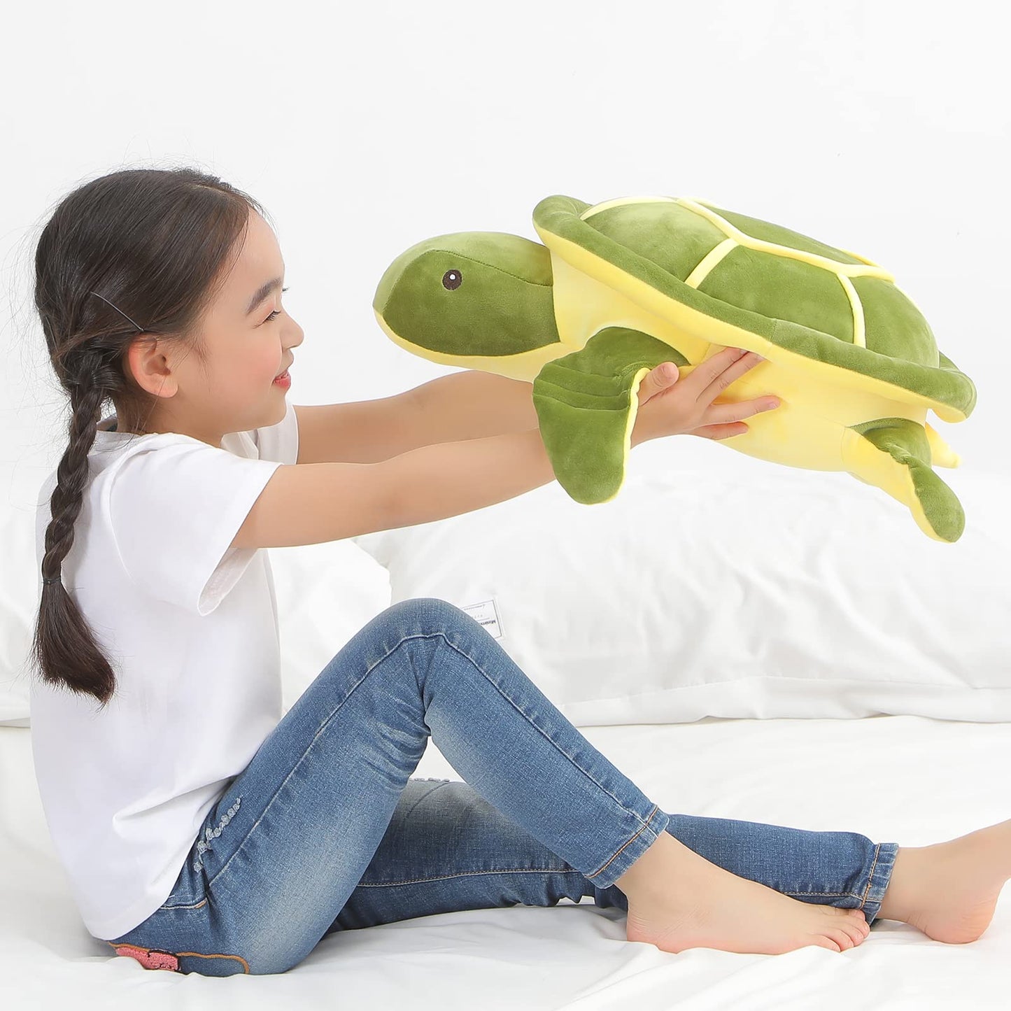 28 inch Big Green Sea Turtle Stuffed Animals Giant Soft Plush Toys, Large Ocean Turtle Plushies Body Pillow, Gifts for Kid Boys, Girls, Girlfriend, Birthday, Easter