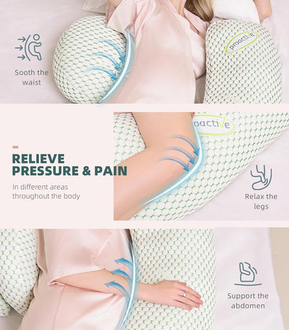 Pregnancy Pillow for Pregnant Women, Soft Pregnancy Body Pillow, Support for Back, Belly, HIPS, Legs, Maternity Pillow with Detachable and Adjustable Pillow Cover