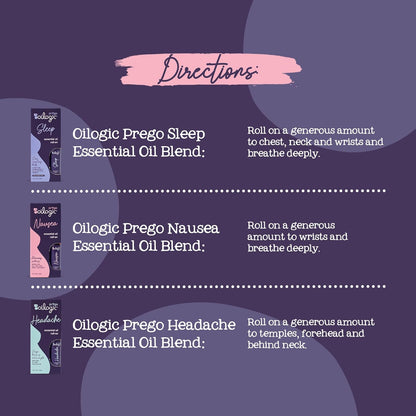 Oilogic Essential Oils Roll On Set, Pregnancy Solutions Set - 3-Piece Set Includes Sleep, Nausea & Headache Essential Oil Blends for Pregnant Moms