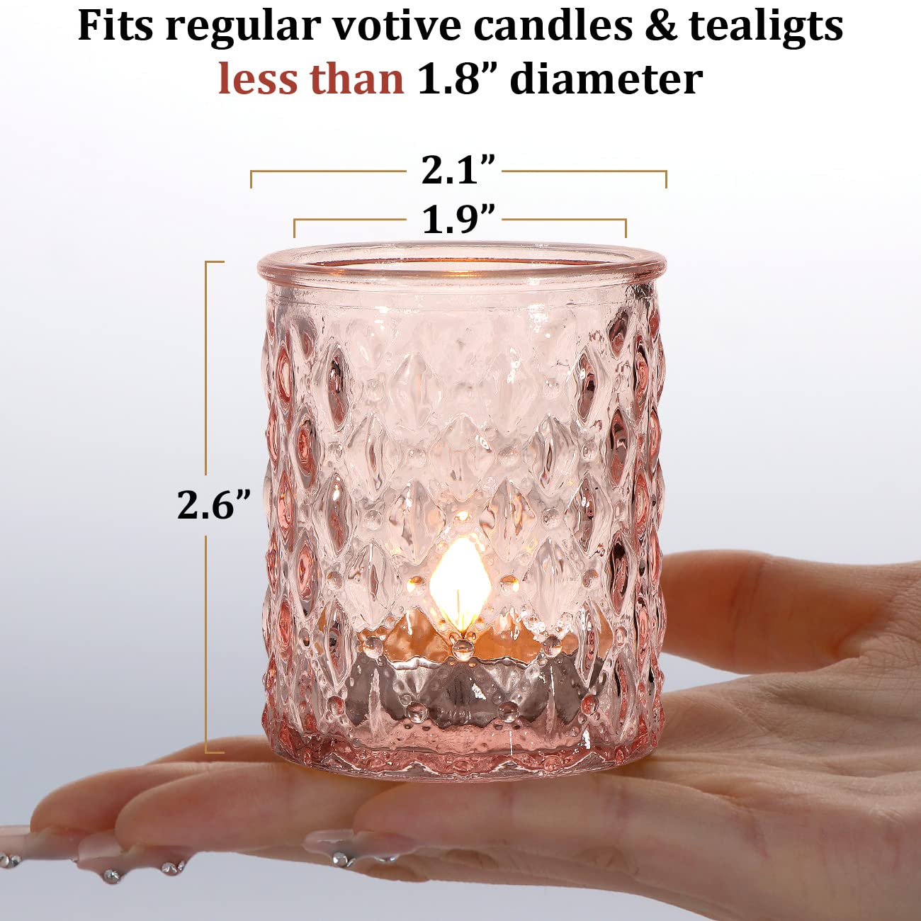 24pcs Pink Votive Candle Holders, Girl Baby Shower Decorations, Tealight Candle Holder for Valentine's Day, Wedding, Brithday Party, Table Centerpiece
