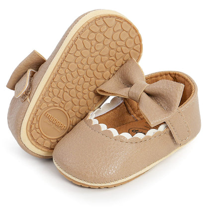 Baby Girl Mary Jane Flats Dress Shoes - Infant Newborn Shoes Anti-Slip Soft PU Leather Party School Wedding Princess Baby Girl Shoes 0-18M