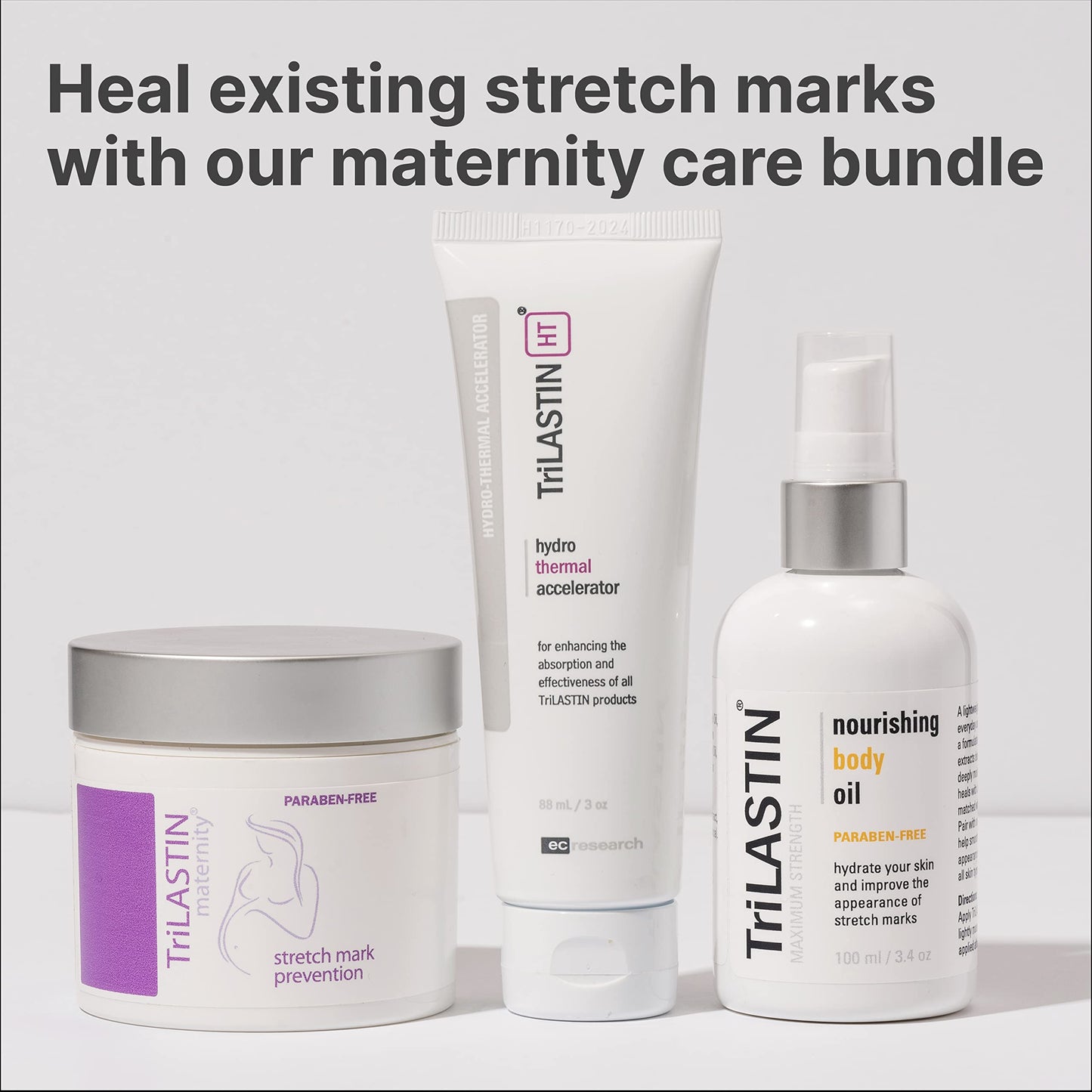 TriLASTIN Maternity Stretch Mark Prevention Cream - Paraben-Free, Hypoallergenic, and Safe for Pregnancy - Stretch Mark Formula for Pregnant Women - 4 Oz Belly Cream for Pregnant Women