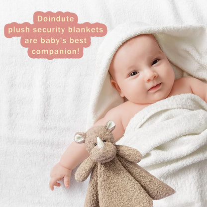 Baby Pink Rhino Soft Stuffed Animal Security Blanket, Plush Rhino Character Lovey Blanket, Baby Shower/Nursery Gift, Newborn Infant Toddler Snuggle Blankie for Boys Girls, 14 Inches
