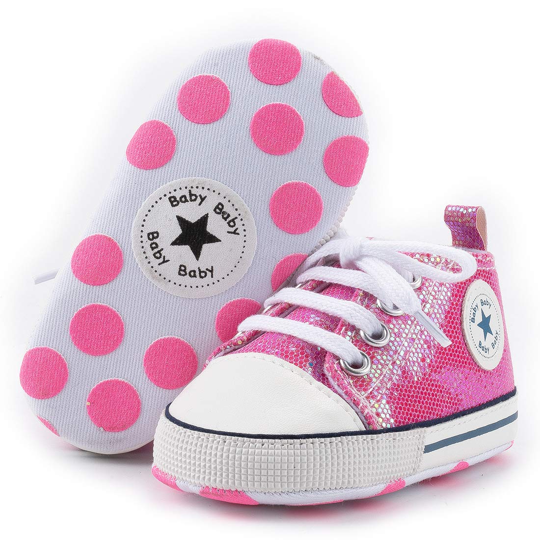 Unisex Baby Girls Boys Canvas High-top Shoes, Newborn Infant Anti-Slip Soft Sole Frist Walking Breathable Sneakers