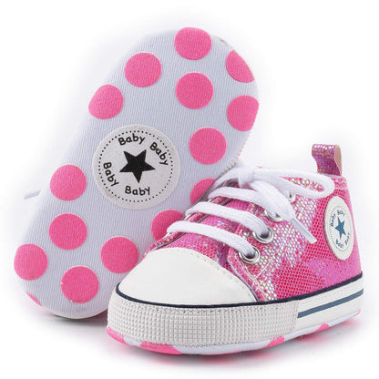 Unisex Baby Girls Boys Canvas High-top Shoes, Newborn Infant Anti-Slip Soft Sole Frist Walking Breathable Sneakers