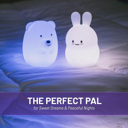 Lumipets Bear, Kids Night Light, Play Music, Silicone Nursery Light for Baby and Toddler, Squishy Night Light for Kids Room, Animal Night Lights for Girls and Boys, Kawaii Lamp, for Bedroom