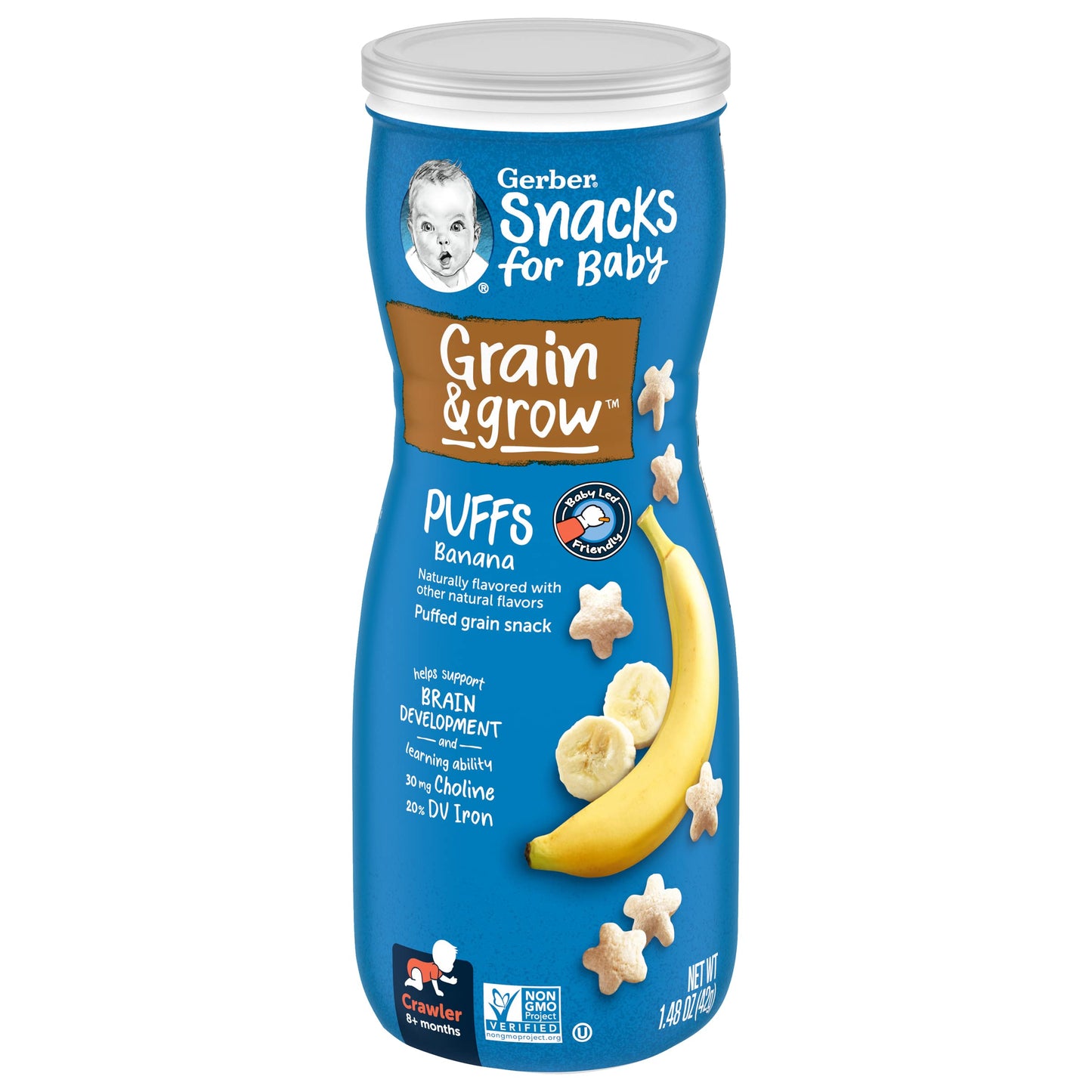 Gerber Baby Snacks, Baby Food, Puffs, Strawberry Apple, 1.48 Ounce
