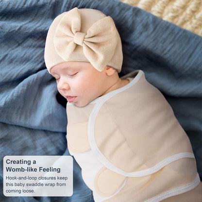 DRESHOW BQUBO 3 Pack Baby Swaddle Sleep Sacks Baby Swaddling Blanket Wrap Newborn Swaddle Sack with Big Bow Hat for Boys Girls 6-12 Lbs Newborns & 0-3 Months Girls Boys